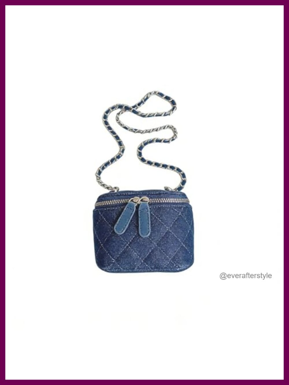 Quilted Denim Mini Crossbody Bag Small Square Purse Removable Chain Strap